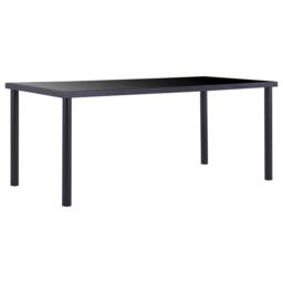 Berkfield Home Modern Dining Table Black 180x90x75 cm Tempered Glass - Size: 180 x 90 x 75 cm - thumbnail 2