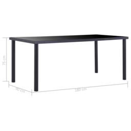 Berkfield Home Modern Dining Table Black 180x90x75 cm Tempered Glass - Size: 180 x 90 x 75 cm - thumbnail 5