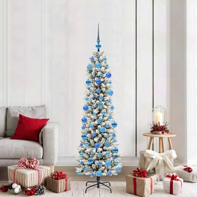 Berkfield Home Artificial Christmas Tree with 300 LEDs Green & white 180 cm - image 1