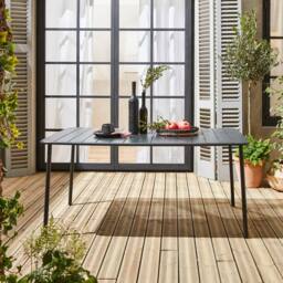 sweeek 6-8 Seater Rectangular Steel Garden Table in Grey