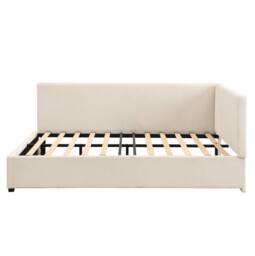STILVORA 4ft6 Double Upholstered Bed with Side Rails in Beige - thumbnail 5