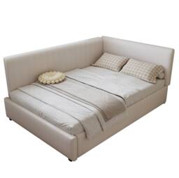 STILVORA 4ft6 Double Upholstered Bed with Side Rails in Beige - thumbnail 6