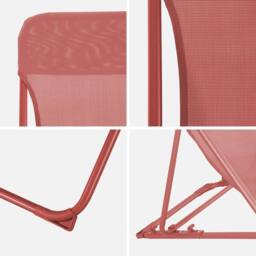 sweeek Set Of 4 Textilene Folding Sun Loungers Of Steel in Terracotta - thumbnail 4