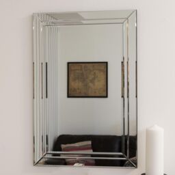 MirrorOutlet Cranbury All Glass Wall Mirror 90 x 60 CM in Silver - Size: 1 Pack - thumbnail 2