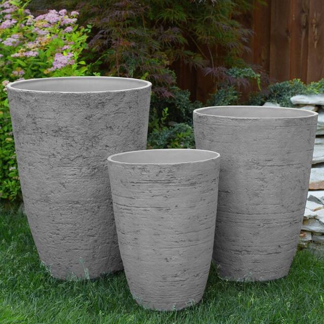Wyld and Coco Grey Stone Fibre Clay Planter Weatherproof Indoor Outdoor - image 1
