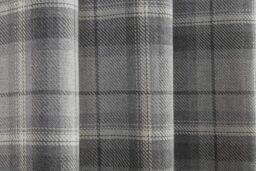 Sundour Carnoustie Checked Eyelet Blackout Curtains in Grey - Size: 117 cm width x 183 cm drop - thumbnail 3