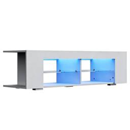KORVIXA 135cm LED High Gloss TV Stand Storage Cabinet Cupboard Unit in White - Size: 100 cm