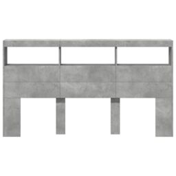 Berkfield Home Headboard Cabinet with LED Concrete Grey 180x17x102 cm - Size: 180 x 17 x 102 cm - thumbnail 6