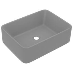 Berkfield Home Luxury Wash Basin Matt Light Grey 41x30x12 cm Ceramic - Size: 41 x 30 x 12 cm - thumbnail 1