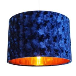 Modern Metallic Hammered Effect Crushed Velvet Shade with Coloured Inner - thumbnail 3
