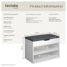 tectake Shoe Rack Jasmina in White - thumbnail 6