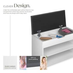 tectake Shoe Rack Jasmina in White - thumbnail 3
