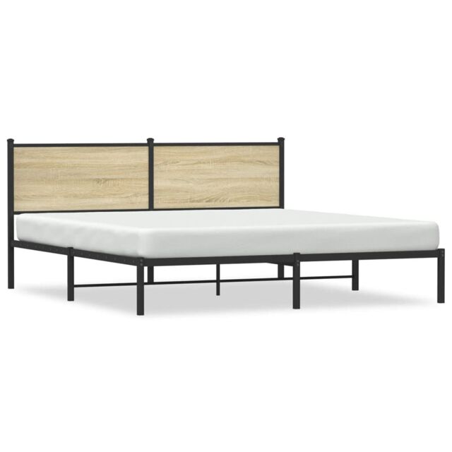 Berkfield Home Metal Bed Frame without Mattress Sonoma Oak 160x200 cm in Brown - image 1
