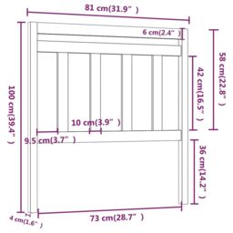 Berkfield Home Bed Headboard Black 81x4x100 cm Solid Wood Pine - Size: 81 x 4 x 100 cm - thumbnail 5