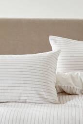 The Linen Consultancy Lazy Linens Slouchie Stripe Duvet Cover Set in Natural - Size: Double - thumbnail 3