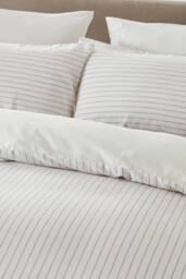 The Linen Consultancy Lazy Linens Slouchie Stripe Duvet Cover Set in Natural - Size: Double - thumbnail 2