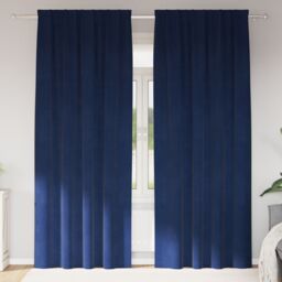 Berkfield Home Blackout Curtains with Top Tape 2 pcs Dark Blue Velvet