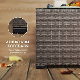 OUTSUNNY Outdoor Coffee Table with Glass Top, Rattan Side Table, Dark Grey - thumbnail 7