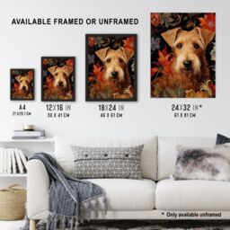 Artery8 Golden Sealyham Terrier Dog On Elegant Floral Backdrop William Morris Style Pattern Artwork Extra Large XL Unframed Wall Art Poster Print - thumbnail 3