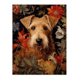 Artery8 Golden Sealyham Terrier Dog On Elegant Floral Backdrop William Morris Style Pattern Artwork Extra Large XL Unframed Wall Art Poster Print - thumbnail 1