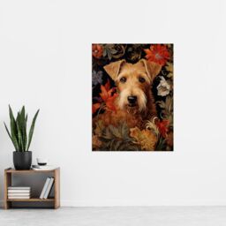 Artery8 Golden Sealyham Terrier Dog On Elegant Floral Backdrop William Morris Style Pattern Artwork Extra Large XL Unframed Wall Art Poster Print - thumbnail 4