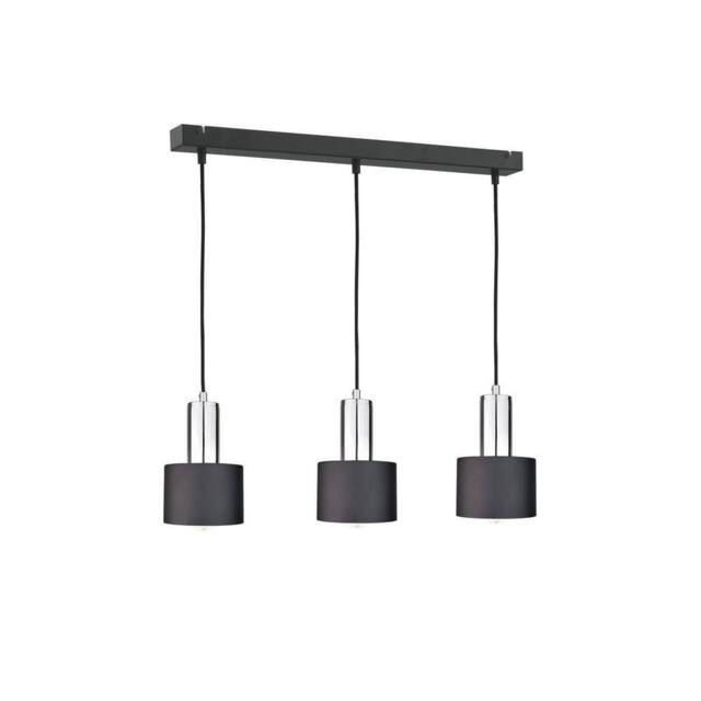 Netlighting Luce Bar Pendant Ceiling Light Black Silver 60cm 3x E27