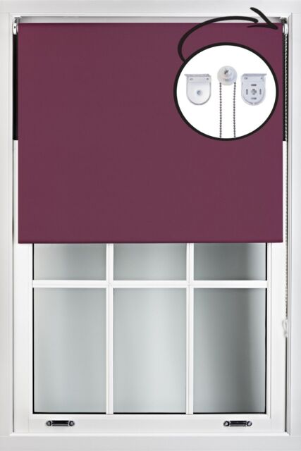 Furnished Aubergine Blackout Roller Blinds with Metal Fittings - Trimmable Window Shade - Size: 165 cm width x 210 cm drop - image 1