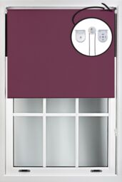 Furnished Aubergine Blackout Roller Blinds with Metal Fittings - Trimmable Window Shade - Size: 165 cm width x 210 cm drop - thumbnail 1
