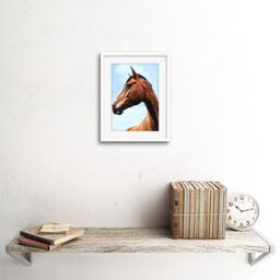 "Artery8 Wall Art Print Paysen Brown Horse Head Framed in White - Size: W7"" x H9""" - thumbnail 2