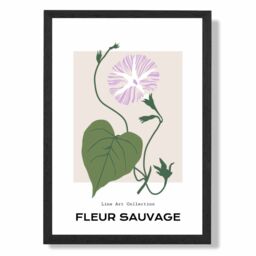 ARTZE Purple Glory Plant Flower Market Minimalist Framed Print SIZE: A2 with Black Frame - Size: A4 - thumbnail 1