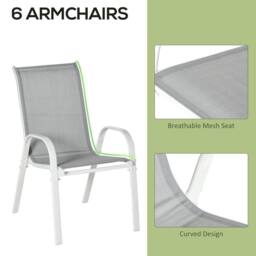 Wyld Haus Niseso 6 Seater Outdoor Dining Set White Metal Light Grey Mesh - thumbnail 6