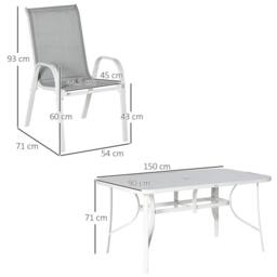 Wyld Haus Niseso 6 Seater Outdoor Dining Set White Metal Light Grey Mesh - thumbnail 4