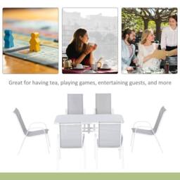 Wyld Haus Niseso 6 Seater Outdoor Dining Set White Metal Light Grey Mesh - thumbnail 7