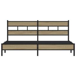 Berkfield Home Metal Bed Frame without Mattress Sonoma Oak 200x200 cm in Brown - thumbnail 4