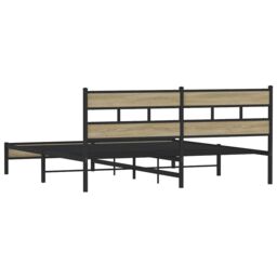 Berkfield Home Metal Bed Frame without Mattress Sonoma Oak 200x200 cm in Brown - thumbnail 6