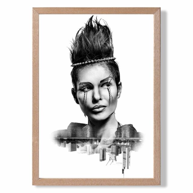 ARTZE Abstract & City Fashion Black & White Photo Framed Print SIZE: A4 with Oak Frame - image 1