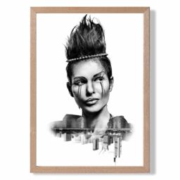 ARTZE Abstract & City Fashion Black & White Photo Framed Print SIZE: A4 with Oak Frame - thumbnail 1