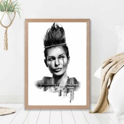ARTZE Abstract & City Fashion Black & White Photo Framed Print SIZE: A4 with Oak Frame - thumbnail 2