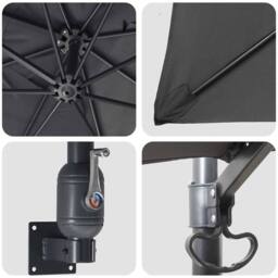 Berkfield Home Outdoor Umbrella Anthracite Polyester, Powder-Coated Steel Large in Charcoal - thumbnail 7