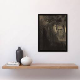 Artery8 Apparition Eerie Charcoal Painting Redon Vintage Framed Wall Art Print in Grey - Size: A4 - thumbnail 4