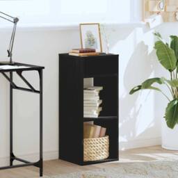 Berkfield Home Book Cabinet Black 34x31x80 cm Engineered Wood - Size: 34 x 31 x 80 cm - thumbnail 3