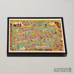 "Artery8 Fisher 1932 University of Chicago Map Framed Canvas Wall Art Print - Size: W18"" x H24""" - thumbnail 2