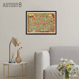 "Artery8 Fisher 1932 University of Chicago Map Framed Canvas Wall Art Print - Size: W18"" x H24""" - thumbnail 3