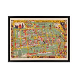 "Artery8 Fisher 1932 University of Chicago Map Framed Canvas Wall Art Print - Size: W18"" x H24""" - thumbnail 1