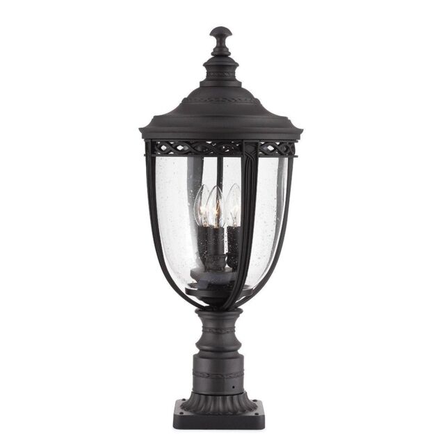 Netlighting English Bridle 3 Light Large Outdoor Pedestal Light Black IP44 E14 - image 1