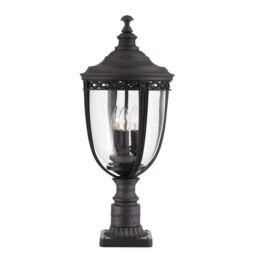 Netlighting English Bridle 3 Light Large Outdoor Pedestal Light Black IP44 E14 - thumbnail 1