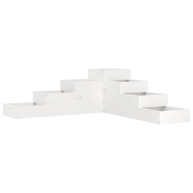 Berkfield Home Garden Planter 4-Tier 106x104.5x36 cm White Solid Wood Pine - image 1