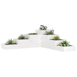 Berkfield Home Garden Planter 4-Tier 106x104.5x36 cm White Solid Wood Pine - thumbnail 2