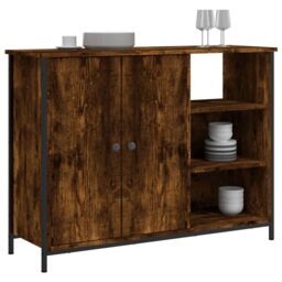 Berkfield Home Sideboard Smoked Oak 100x33x75 cm Engineered Wood in Brown - Size: 100 x 33 x 75 cm - thumbnail 3