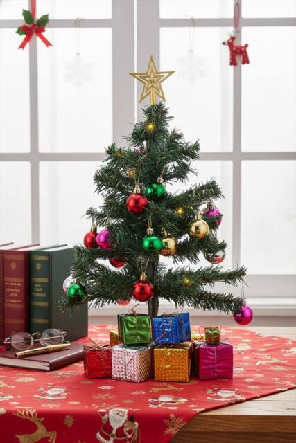 Living and Home 50cm Christmas Tree with Lights, Star Top & Ball Matching Gift Boxes - image 1